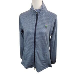 Peter Millar‎ Womens Large Blue Geo Print Full Zip Jacket UPF 50+ Sun Protection